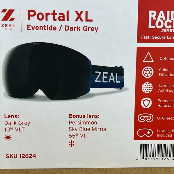 Zeal Optics Goggles Portal XL Eventide Dark Grey Lens/Persimmon Sky Blue Mirror - Picture 1 of 5